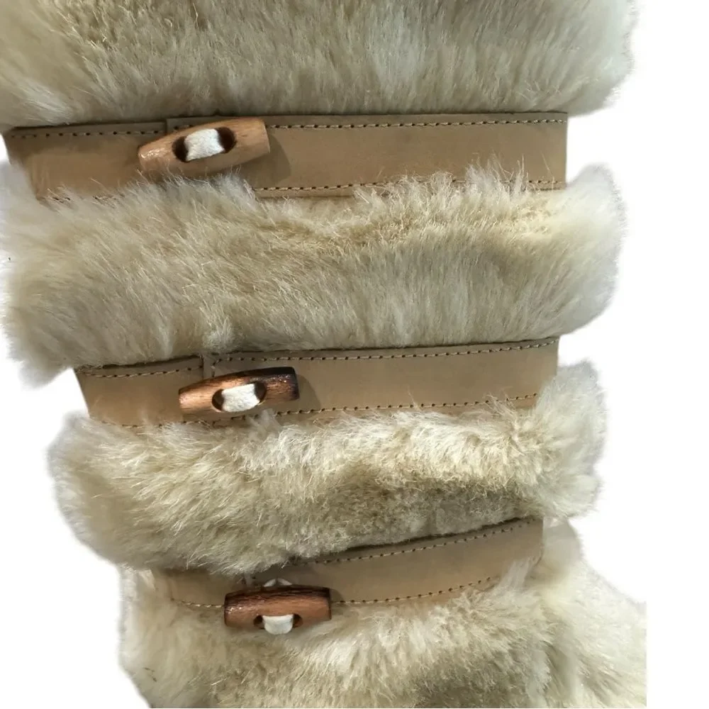 A.P.C. Women's Bootes 60's Caramel Wedge Fur Winter Boots 35